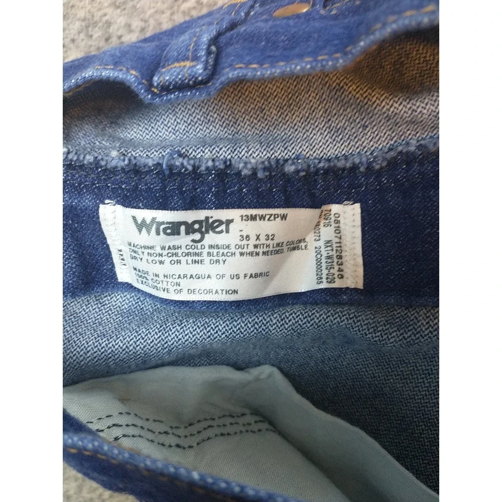 Wrangler Cowboy Cut Mens Jeans Indigo Blue Straight Leg Denim Pants 34x31